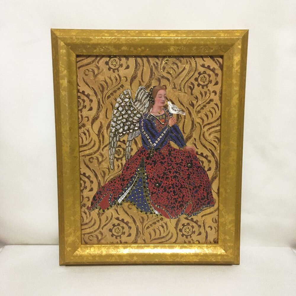 (RARE) Vintage Bombay “Guardian of Peace” Angel Gold Leaf Wall Picture